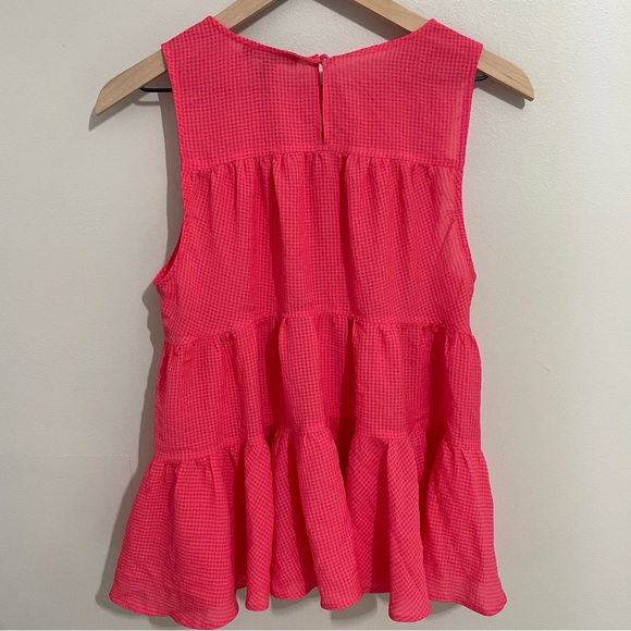 Banana Republic Pink Gingham Peplum Tank Top Sz S - Picture 10 of 11